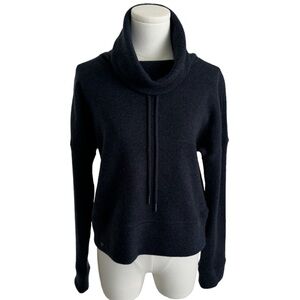 UGG WOOL JERSEY KNIT FUNNEL NECK NAVY HEATHER MERINO PULLOVER‎ sz XS extra small